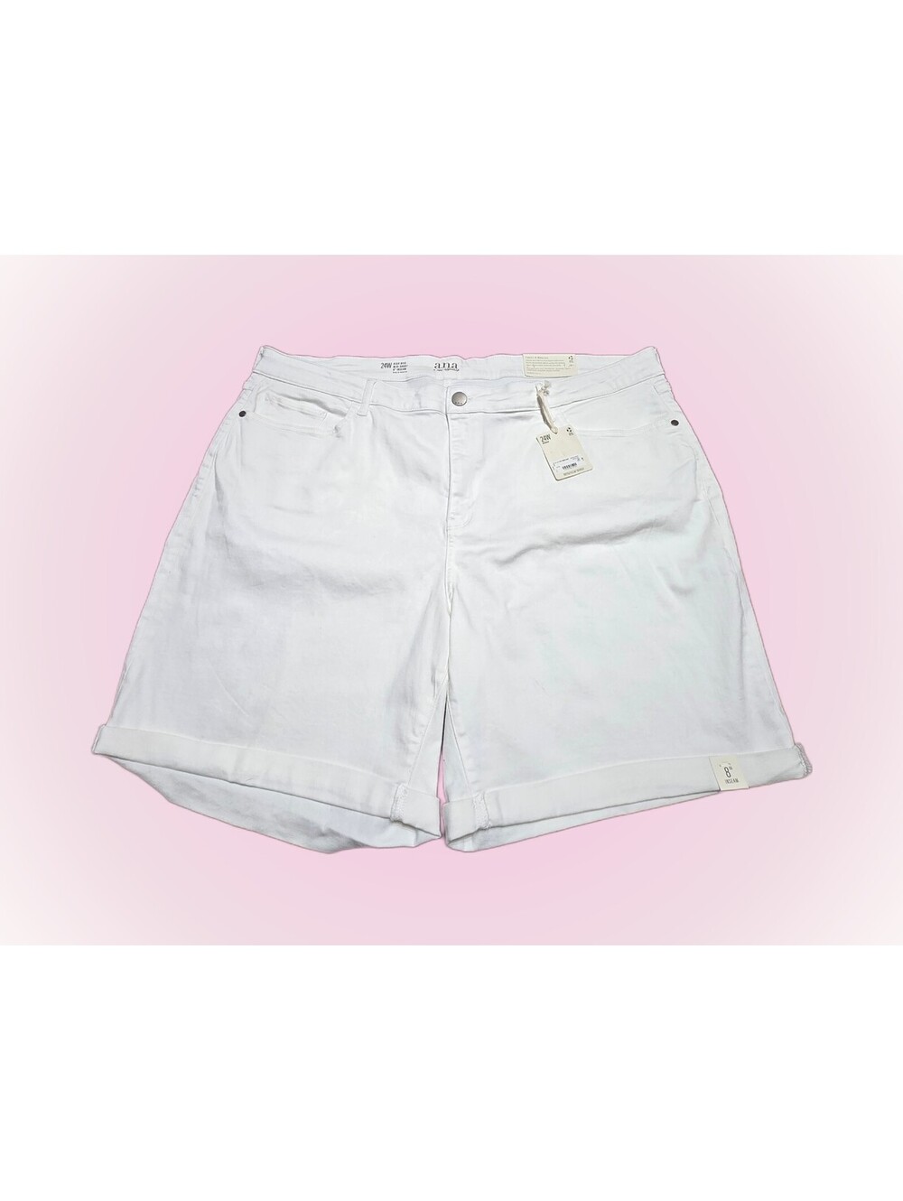 New Women's Plus Size 24W Stretchy Denim Jean Shorts by A.n.a | High Rise | 8"